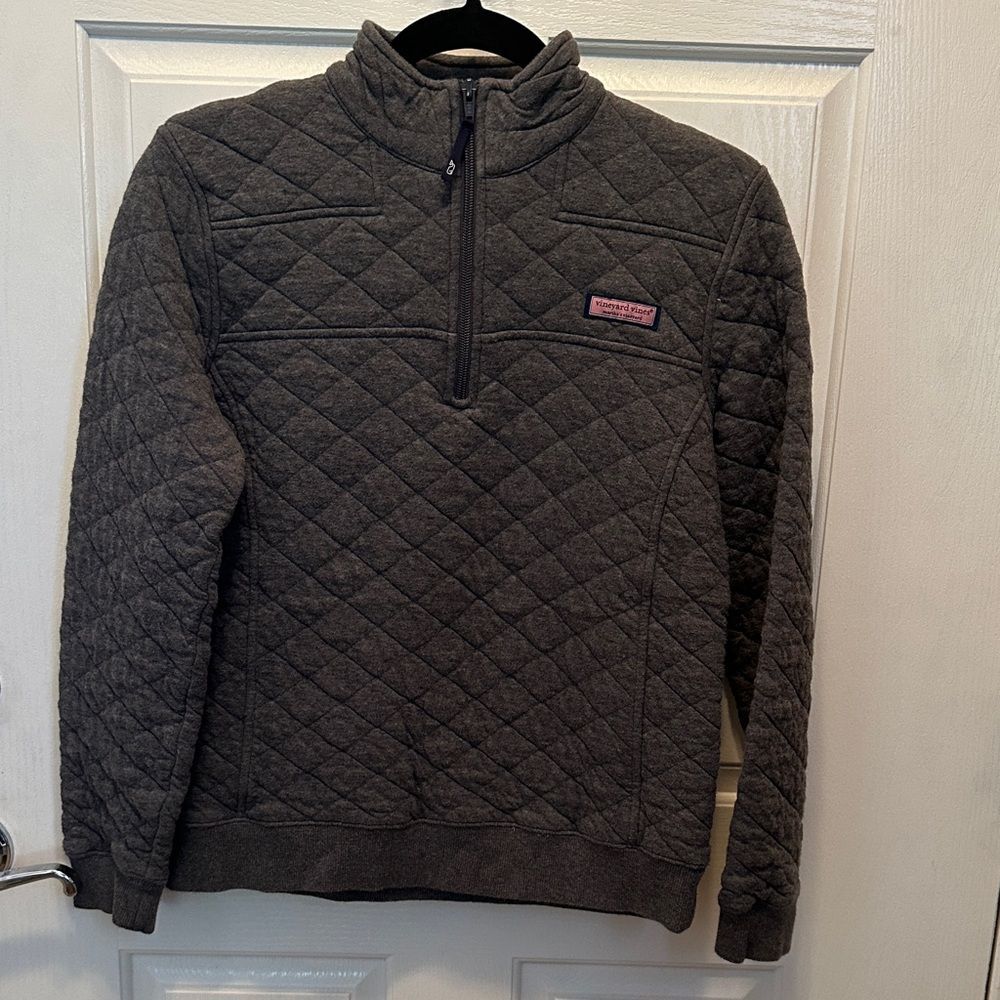 Vineyard Vines Charcoal Quilted Pullover